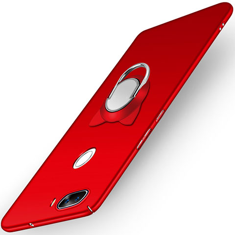Cover Plastica Rigida Opaca con Anello Supporto A04 per Huawei Nova 2 Plus Rosso