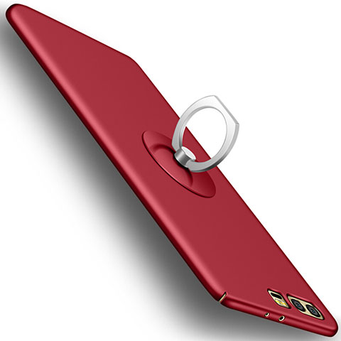 Cover Plastica Rigida Opaca con Anello Supporto per Huawei Honor 9 Rosso