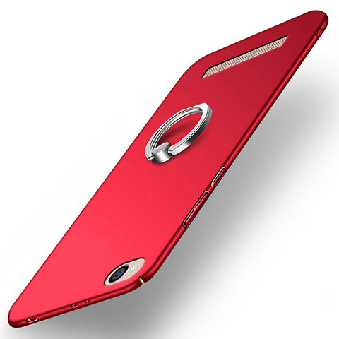 Cover Plastica Rigida Opaca con Anello Supporto per Xiaomi Redmi 4A Rosso