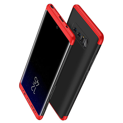 Cover Plastica Rigida Opaca Fronte e Retro 360 Gradi Q01 per Samsung Galaxy Note 8 Duos N950F Rosso e Nero