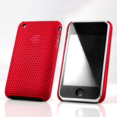 Cover Plastica Rigida Perforato per Apple iPhone 3G 3GS Rosso