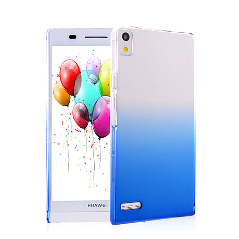 Cover Plastica Trasparente Rigida Sfumato per Huawei Ascend P6 Blu