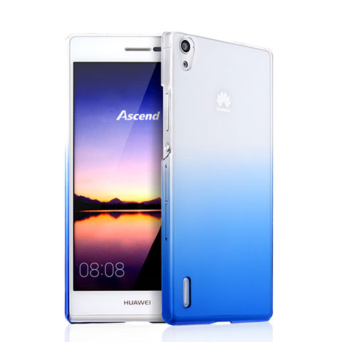 Cover Plastica Trasparente Rigida Sfumato per Huawei Ascend P7 Blu