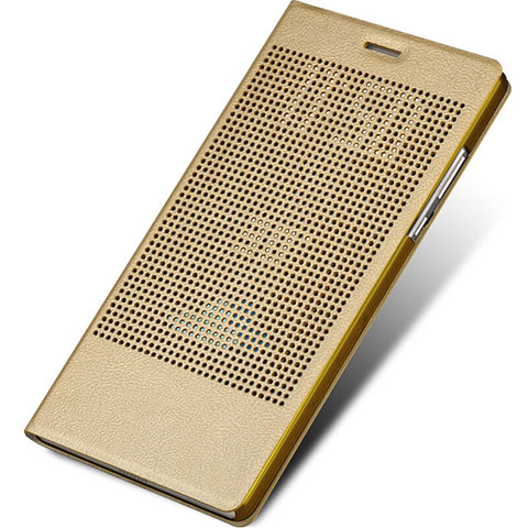 Cover Portafoglio In Pelle con Supporto L01 per Huawei Honor V8 Max Oro