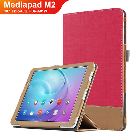 Cover Portafoglio In Pelle con Supporto L01 per Huawei MediaPad M2 10.1 FDR-A03L FDR-A01W Rosso