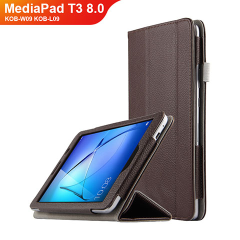 Cover Portafoglio In Pelle con Supporto L01 per Huawei MediaPad T3 8.0 KOB-W09 KOB-L09 Marrone