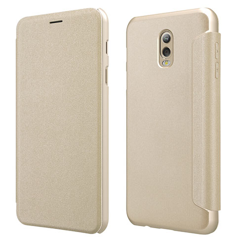 Cover Portafoglio In Pelle con Supporto L01 per Samsung Galaxy C7 (2017) Oro