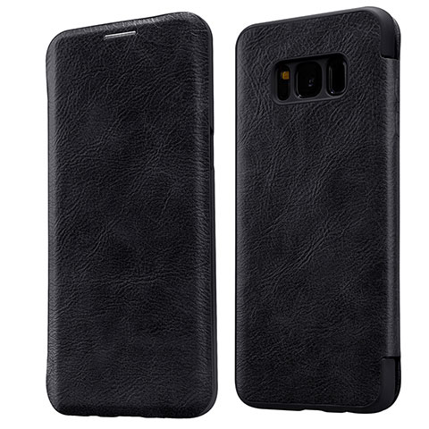 Cover Portafoglio In Pelle con Supporto L01 per Samsung Galaxy S8 Plus Nero