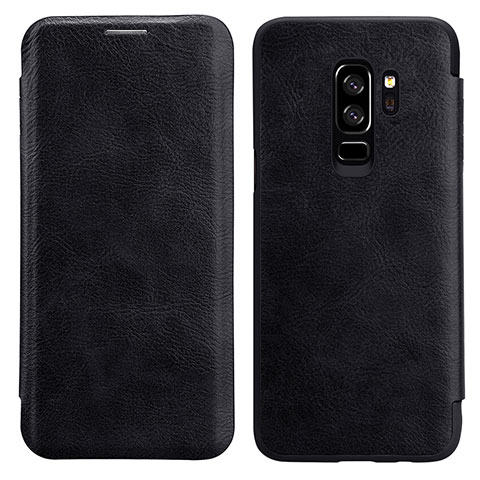 Cover Portafoglio In Pelle con Supporto L01 per Samsung Galaxy S9 Plus Nero