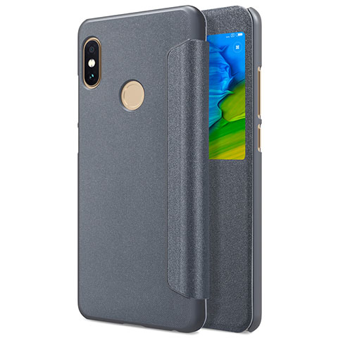 Cover Portafoglio In Pelle con Supporto L01 per Xiaomi Redmi Note 5 Grigio