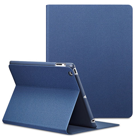 Cover Portafoglio In Pelle con Supporto L02 per Apple iPad 3 Blu