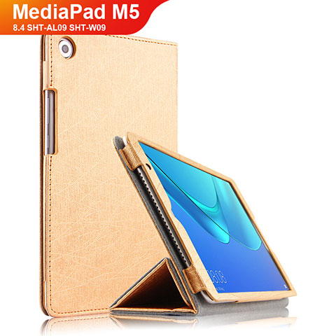 Cover Portafoglio In Pelle con Supporto L02 per Huawei MediaPad M5 8.4 SHT-AL09 SHT-W09 Oro