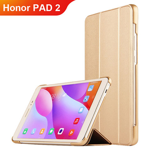 Cover Portafoglio In Pelle con Supporto L03 per Huawei Honor Pad 2 Oro