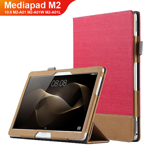 Cover Portafoglio In Pelle con Supporto L03 per Huawei MediaPad M2 10.0 M2-A01 M2-A01W M2-A01L Rosso