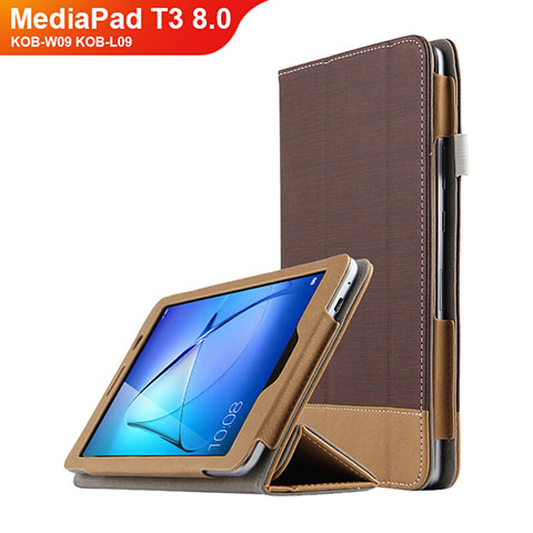 Cover Portafoglio In Pelle con Supporto L03 per Huawei MediaPad T3 8.0 KOB-W09 KOB-L09 Marrone