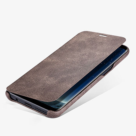 Cover Portafoglio In Pelle con Supporto L03 per Samsung Galaxy S8 Plus Marrone