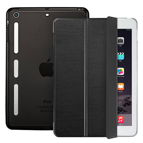 Cover Portafoglio In Pelle con Supporto L05 per Apple iPad Mini Nero