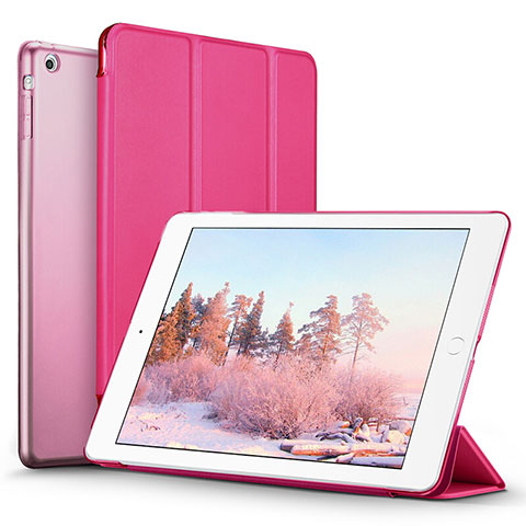 Cover Portafoglio In Pelle con Supporto L06 per Apple iPad Mini 3 Rosa Caldo