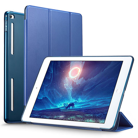 Cover Portafoglio In Pelle con Supporto L06 per Apple iPad Mini 4 Blu