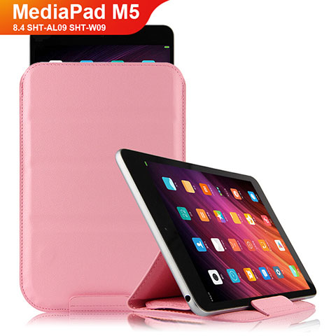 Cover Portafoglio In Pelle con Supporto L06 per Huawei MediaPad M5 8.4 SHT-AL09 SHT-W09 Rosa