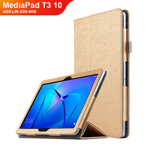 Cover Portafoglio In Pelle con Supporto L07 per Huawei MediaPad T3 10 AGS-L09 AGS-W09 Oro