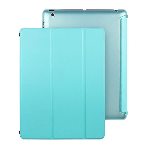 Cover Portafoglio In Pelle con Supporto per Apple iPad 4 Cielo Blu