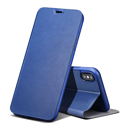 Cover Portafoglio In Pelle con Supporto per Apple iPhone Xs Max Blu