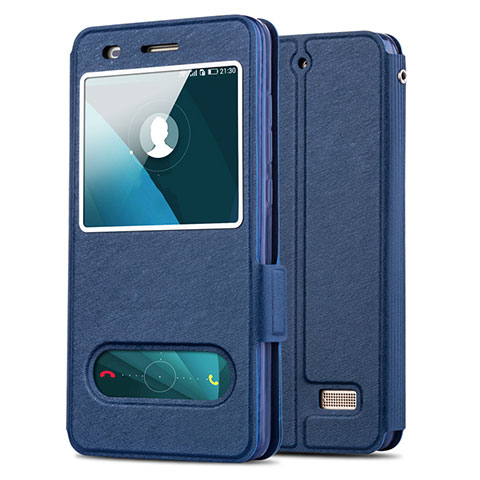 Cover Portafoglio In Pelle con Supporto per Huawei G Play Mini Blu