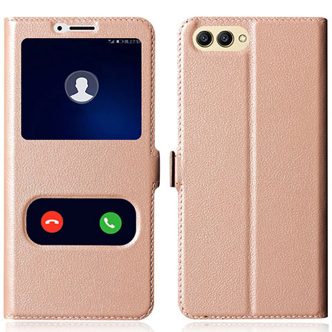 Cover Portafoglio In Pelle con Supporto per Huawei Honor View 10 Oro Rosa