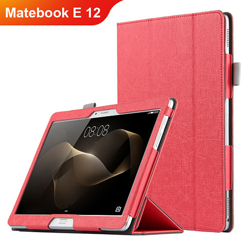 Cover Portafoglio In Pelle con Supporto per Huawei Matebook E 12 Rosso