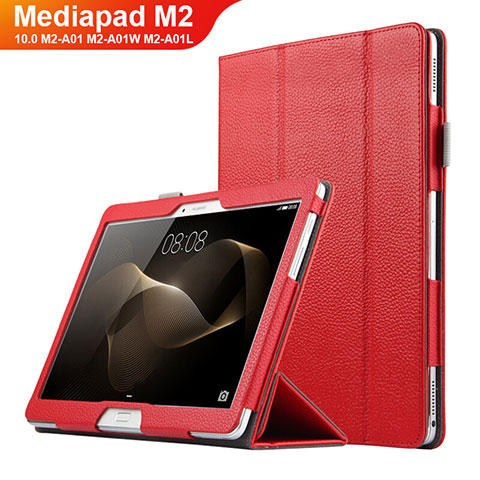 Cover Portafoglio In Pelle con Supporto per Huawei MediaPad M2 10.0 M2-A01 M2-A01W M2-A01L Rosso