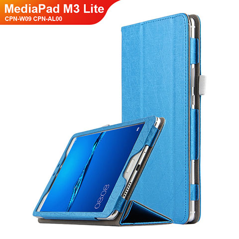 Cover Portafoglio In Pelle con Supporto per Huawei MediaPad M3 Lite 8.0 CPN-W09 CPN-AL00 Cielo Blu