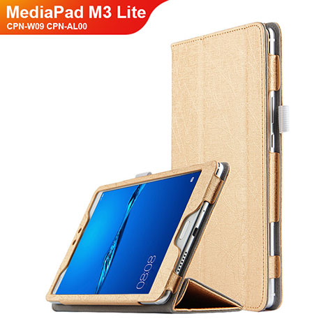 Cover Portafoglio In Pelle con Supporto per Huawei MediaPad M3 Lite 8.0 CPN-W09 CPN-AL00 Oro