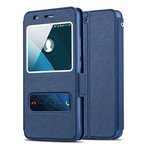 Cover Portafoglio In Pelle con Supporto per Huawei Y6 Blu