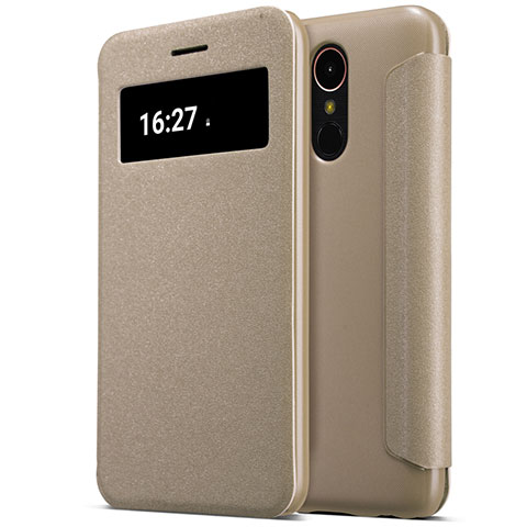 Cover Portafoglio In Pelle con Supporto per LG K10 (2017) Oro