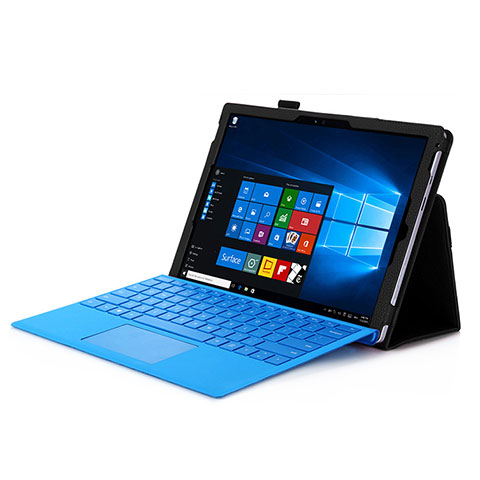 Cover Portafoglio In Pelle con Supporto per Microsoft Surface Pro 3 Nero