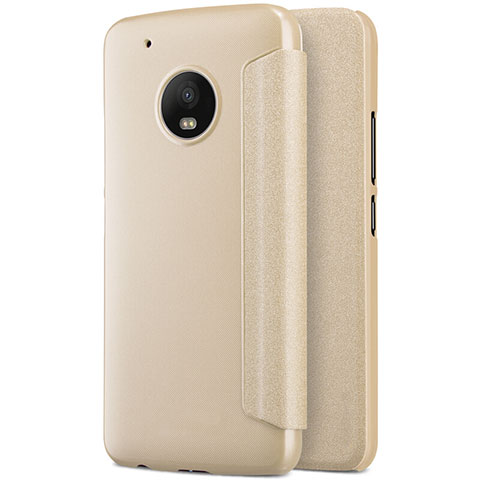 Cover Portafoglio In Pelle con Supporto per Motorola Moto G5 Plus Oro