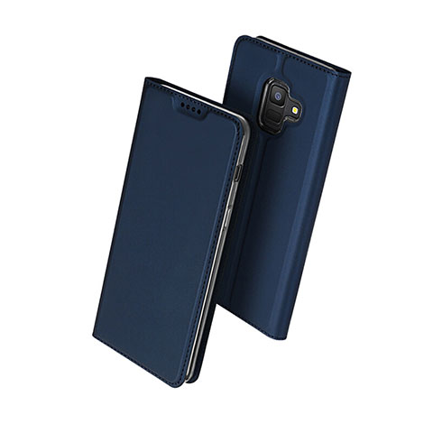 Cover Portafoglio In Pelle con Supporto per Samsung Galaxy A6 (2018) Dual SIM Blu