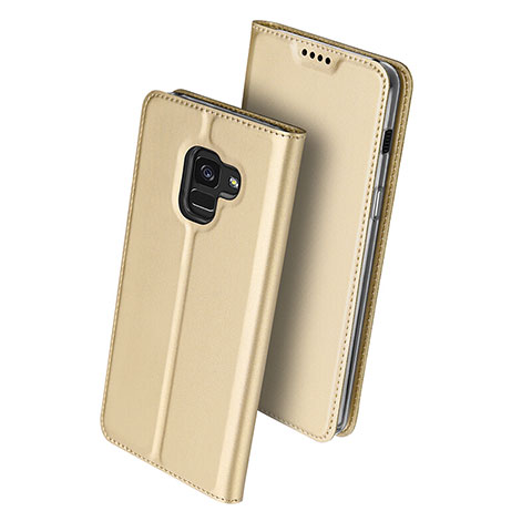 Cover Portafoglio In Pelle con Supporto per Samsung Galaxy A8+ A8 Plus (2018) Duos A730F Oro