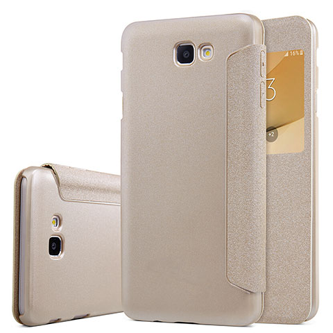 Cover Portafoglio In Pelle con Supporto per Samsung Galaxy J5 Prime G570F Oro