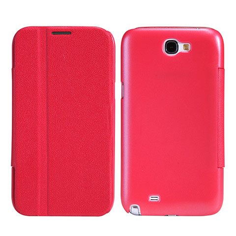 Cover Portafoglio In Pelle con Supporto per Samsung Galaxy Note 2 N7100 N7105 Rosso