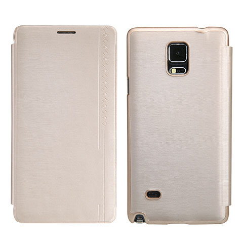 Cover Portafoglio In Pelle con Supporto per Samsung Galaxy Note 4 Duos N9100 Dual SIM Oro
