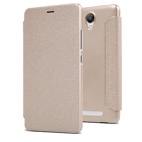 Cover Portafoglio In Pelle con Supporto per Xiaomi Redmi Note 2 Oro