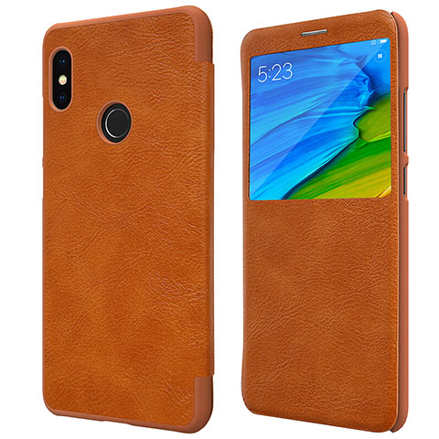 Cover Portafoglio In Pelle con Supporto per Xiaomi Redmi Note 5 AI Dual Camera Marrone