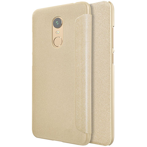 Cover Portafoglio In Pelle con Supporto per Xiaomi Redmi Note 5 Indian Version Oro