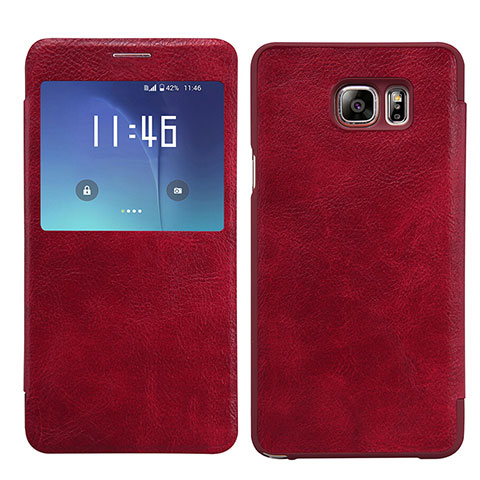 Cover Portafoglio In Pelle con Supporto U01 per Samsung Galaxy S7 Edge G935F Rosso