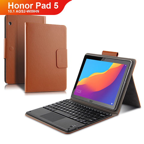 Cover Portafoglio In Pelle con Tastiera per Huawei Honor Pad 5 10.1 AGS2-W09HN AGS2-AL00HN Marrone