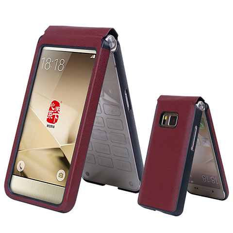 Cover Portafoglio In Pelle per Samsung W(2016) Rosso