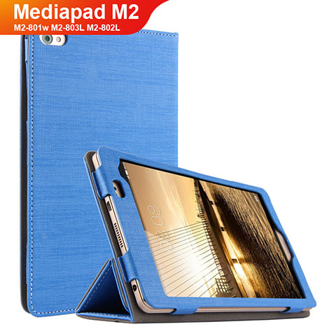 Cover Portafoglio In stoffa con Supporto per Huawei Mediapad M2 8 M2-801w M2-803L M2-802L Blu