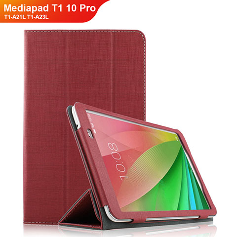 Cover Portafoglio In stoffa con Supporto per Huawei Mediapad T1 10 Pro T1-A21L T1-A23L Rosso